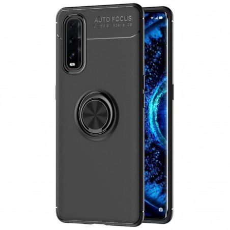 Funda Magnetica Soporte con Anillo Giratorio 360 para Oppo Find X2 Neo Negra