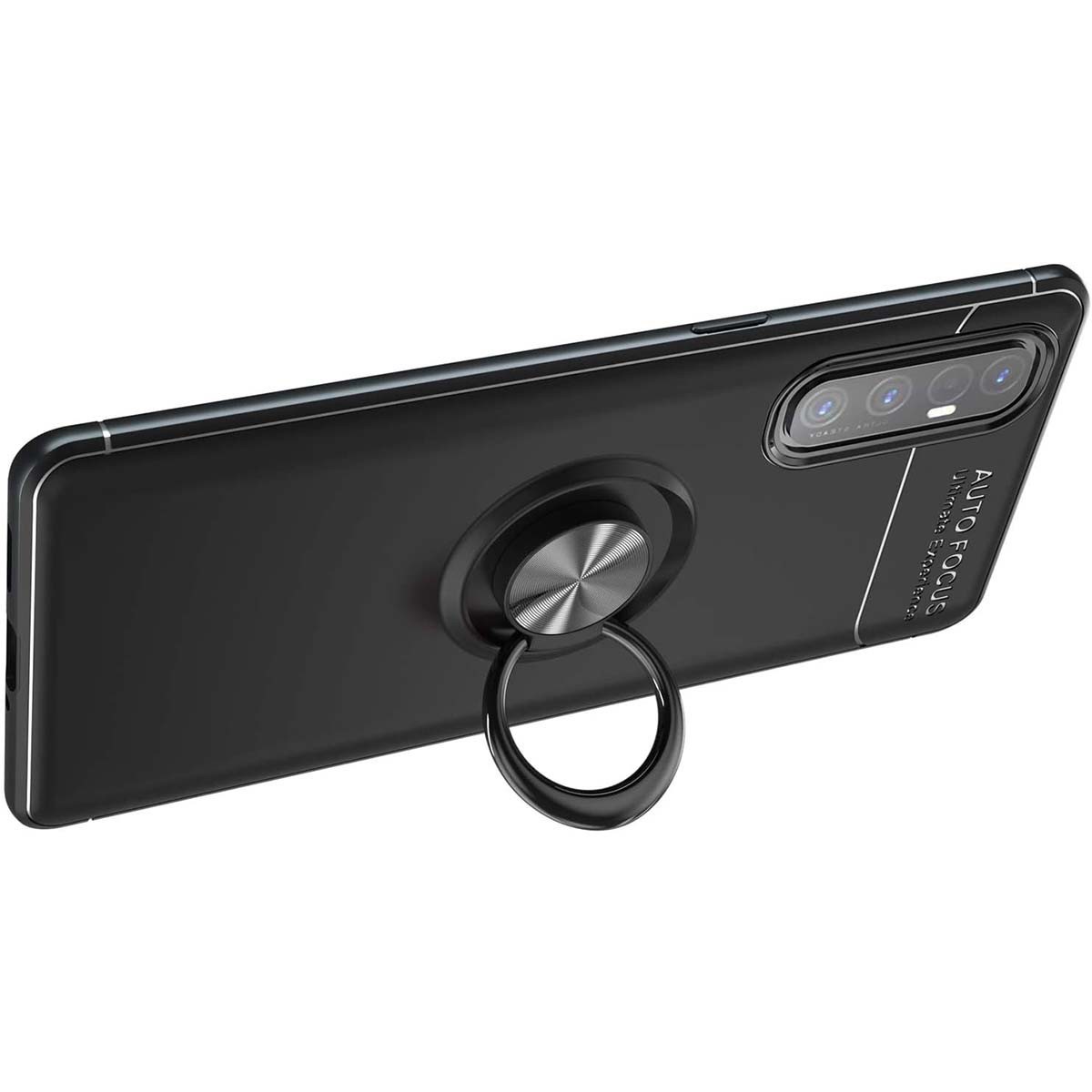 Funda Magnetica Soporte con Anillo Giratorio 360 para Oppo Find X2 Neo Negra