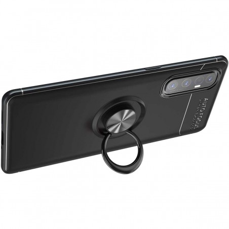Funda Magnetica Soporte con Anillo Giratorio 360 para Oppo Find X2 Neo Negra