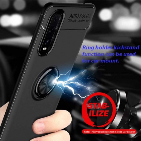 Funda Magnetica Soporte con Anillo Giratorio 360 para Oppo Find X2 Neo Negra