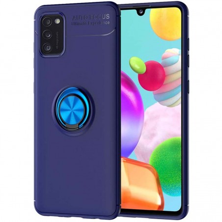 Funda Magnetica Soporte con Anillo Giratorio 360 para Samsung Galaxy A41 Azul