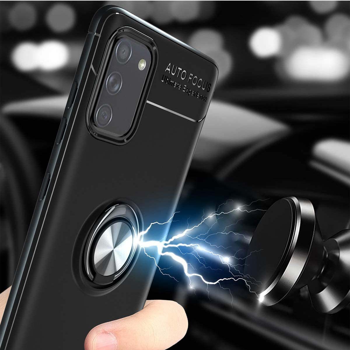 Funda Magnetica Soporte con Anillo Giratorio 360 para Samsung Galaxy A41 Roja