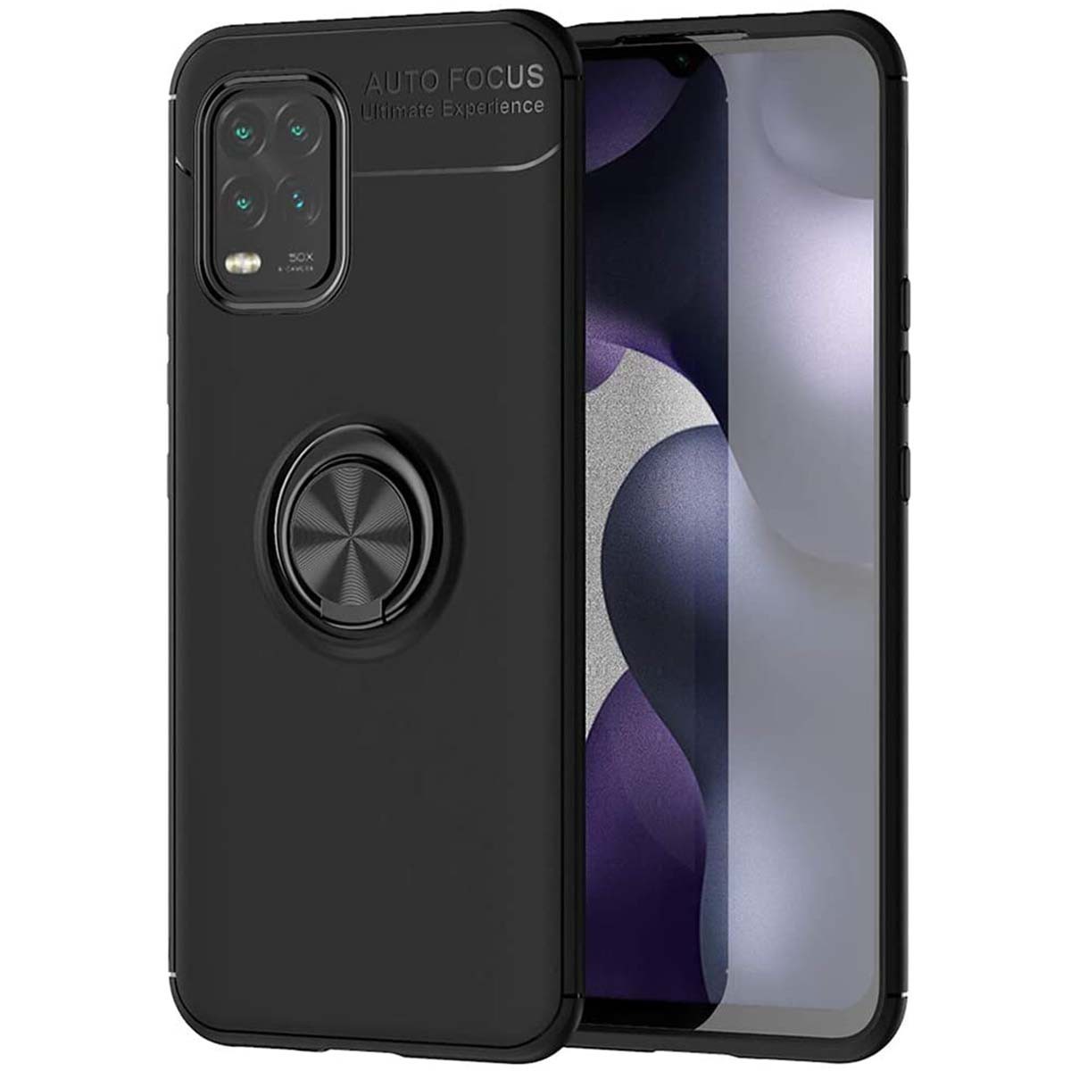 Funda Magnetica Soporte con Anillo Giratorio 360 para Xiaomi Mi 10 Lite Negra