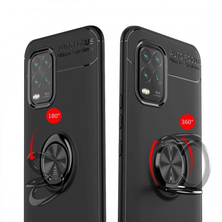 Funda Magnetica Soporte con Anillo Giratorio 360 para Xiaomi Mi 10 Lite Negra