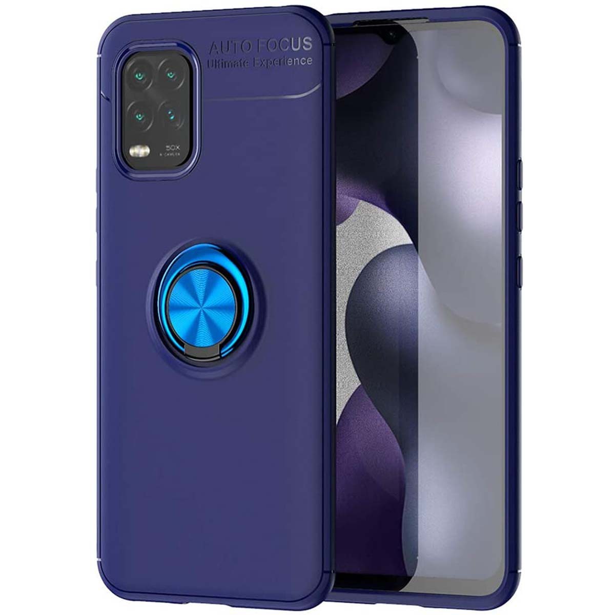 Funda Magnetica Soporte con Anillo Giratorio 360 para Xiaomi Mi 10 Lite Azul
