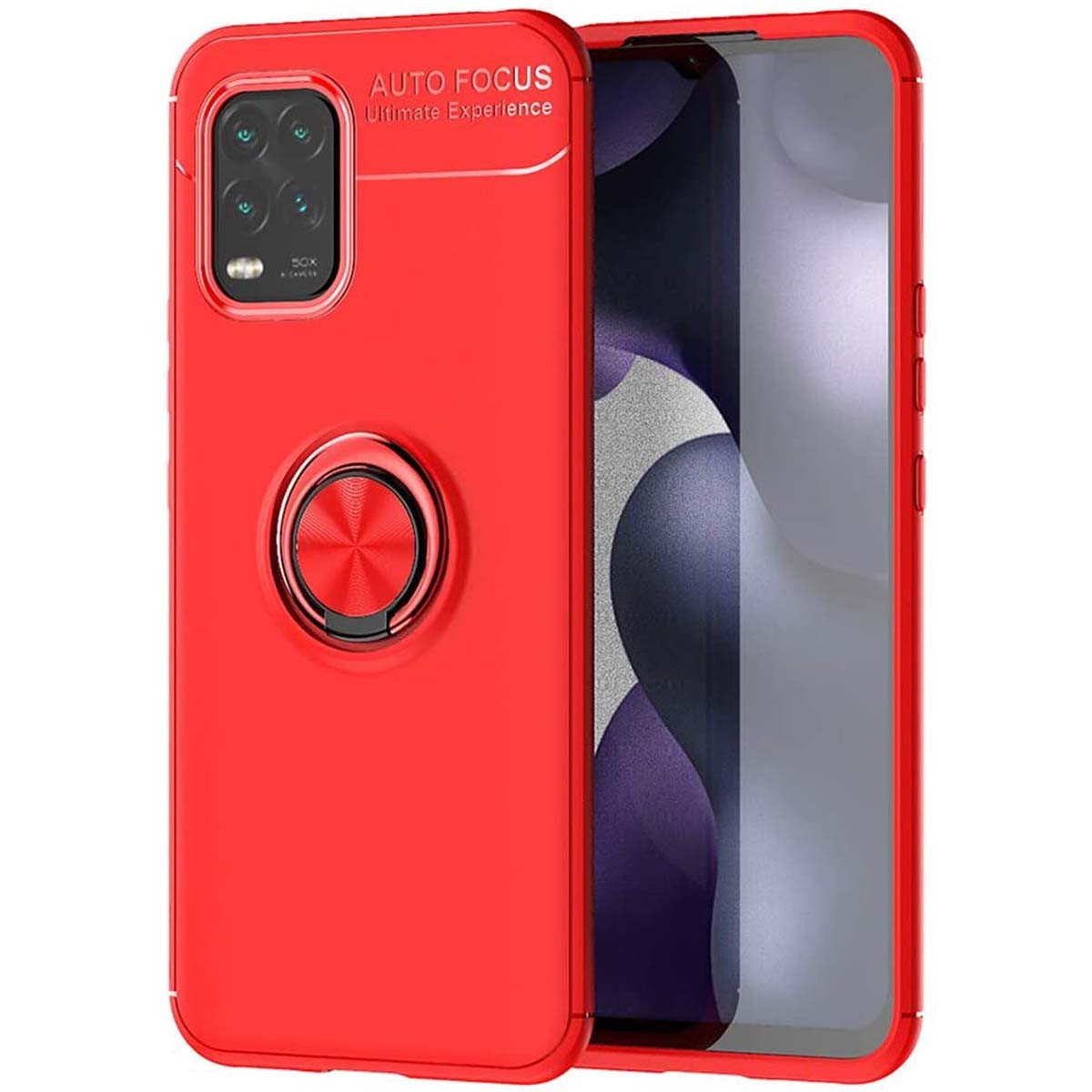 Funda Magnetica Soporte con Anillo Giratorio 360 para Xiaomi Mi 10 Lite Roja
