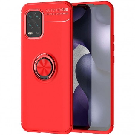 Funda Magnetica Soporte con Anillo Giratorio 360 para Xiaomi Mi 10 Lite Roja