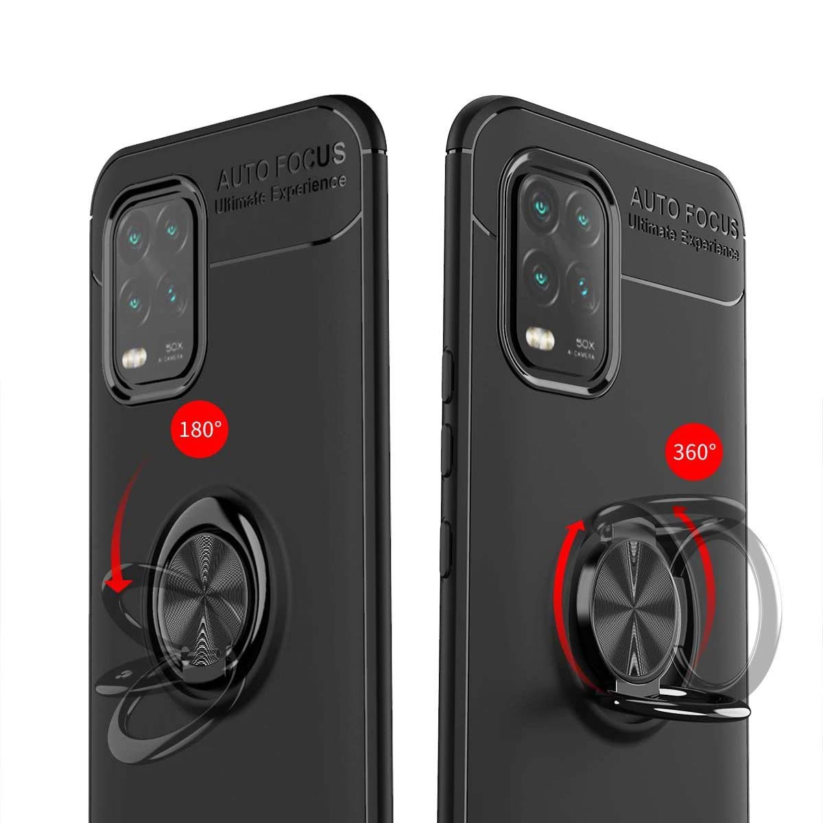 Funda Magnetica Soporte con Anillo Giratorio 360 para Xiaomi Mi 10 Lite Roja