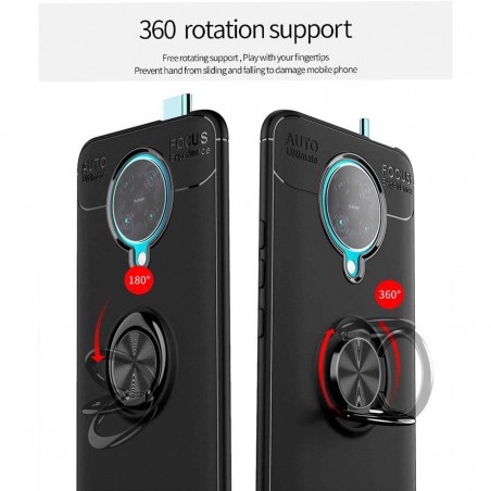 Funda Magnetica Soporte con Anillo Giratorio 360 para Xiaomi POCO F2 Pro Roja