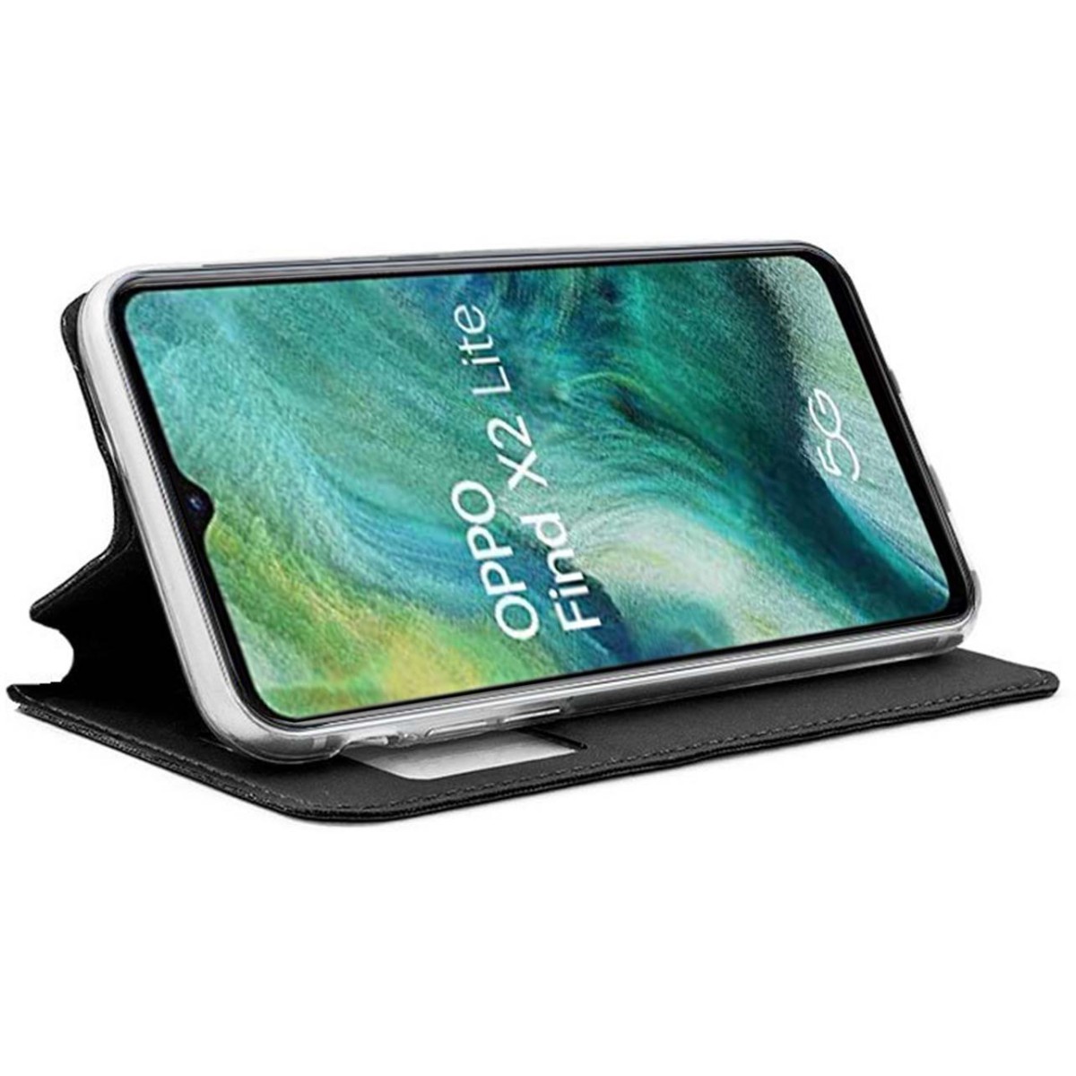 Funda Libro Soporte con Ventana para Oppo Find X2 Lite color Negra