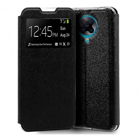 Funda Libro Soporte con Ventana para Xiaomi POCO F2 Pro color Negra