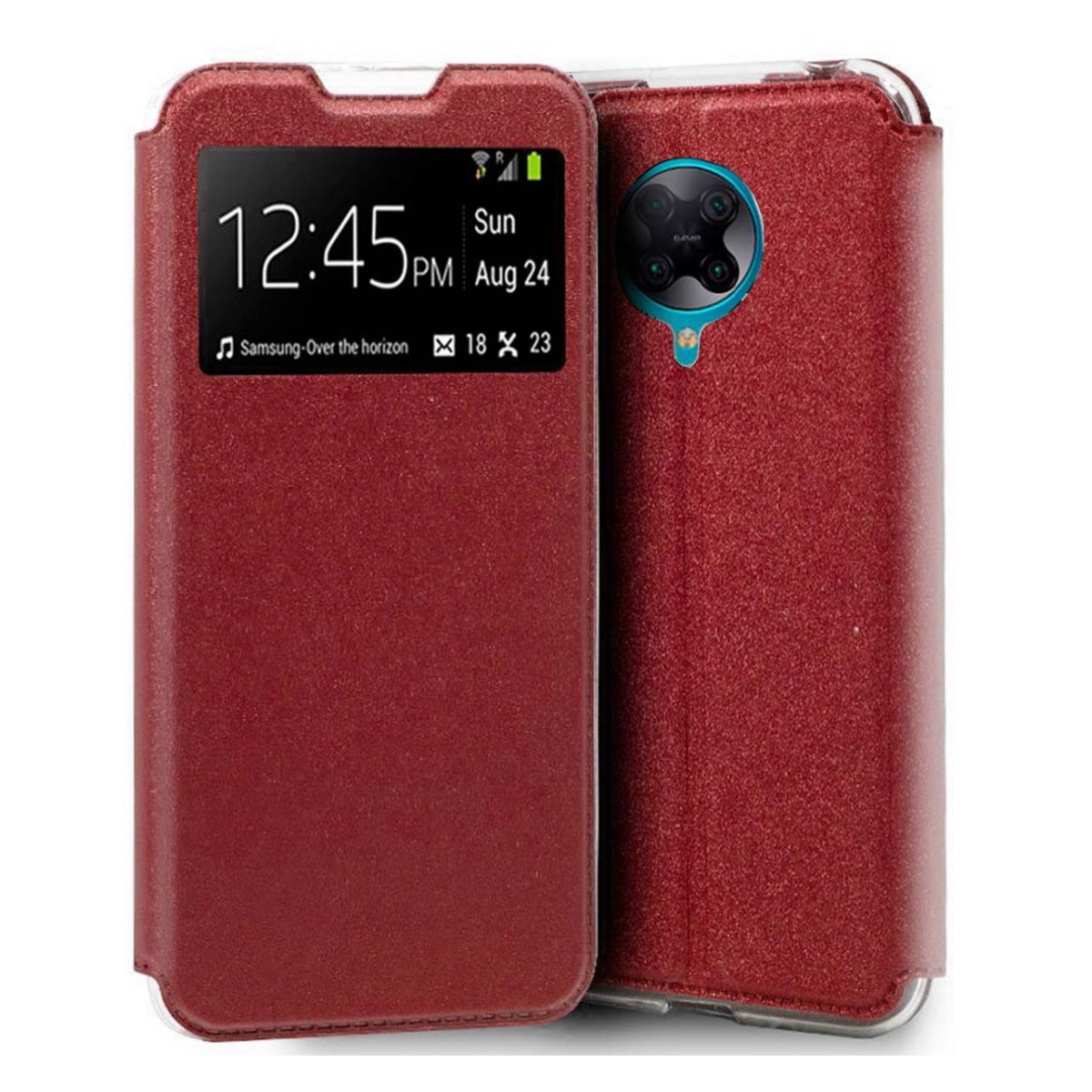 Funda Libro Soporte con Ventana para Xiaomi POCO F2 Pro color Roja