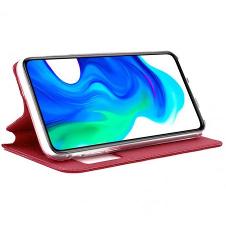 Funda Libro Soporte con Ventana para Xiaomi POCO F2 Pro color Roja