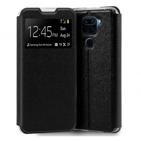 Funda Libro Soporte con Ventana para Xiaomi Redmi Note 9 color Negra