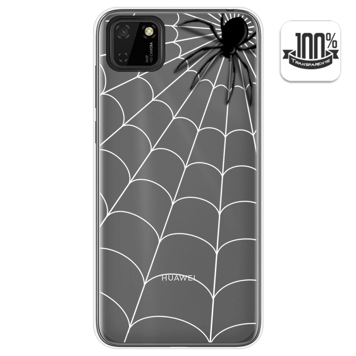 Funda Gel Transparente para Huawei Y5p diseño Araña Dibujos