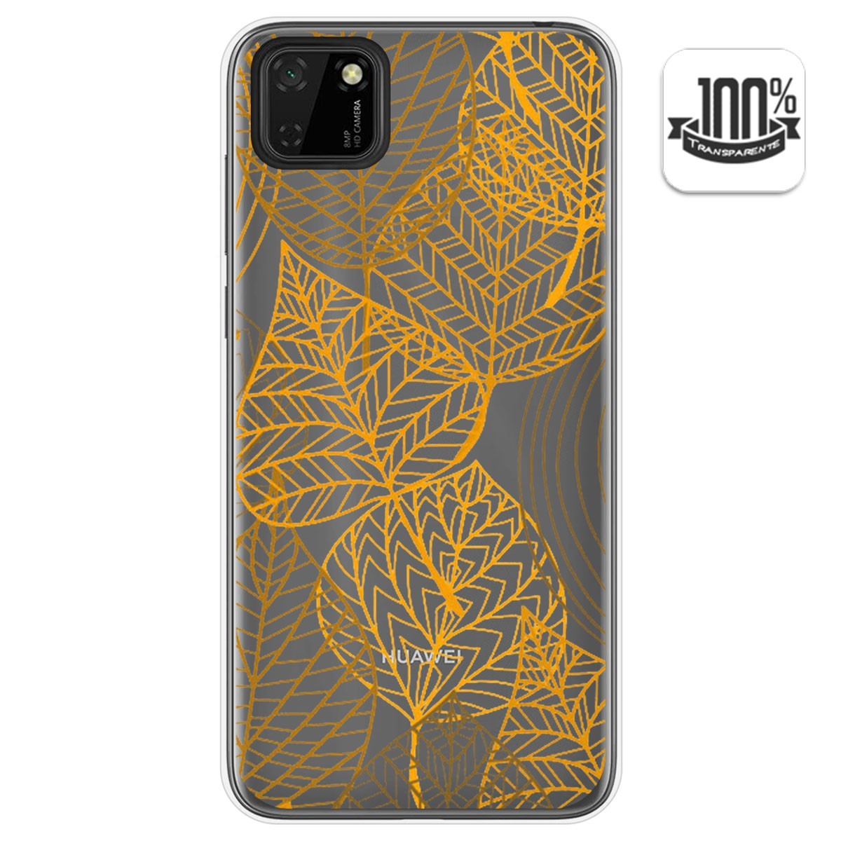 Funda Gel Transparente para Huawei Y5p diseño Hojas Dibujos