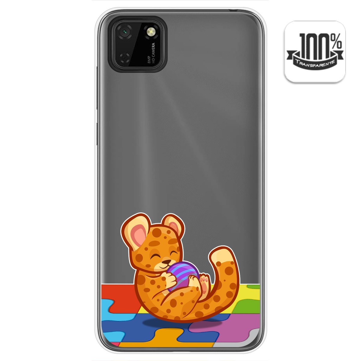 Funda Gel Transparente para Huawei Y5p diseño Leopardo Dibujos