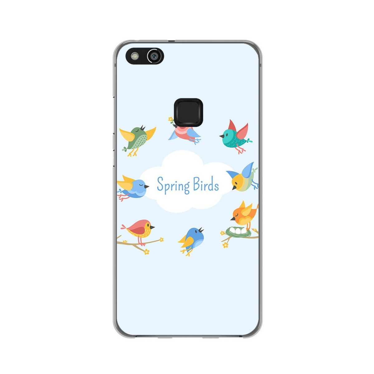 Funda Gel Tpu para Huawei P10 Lite Diseño Spring Birds Dibujos