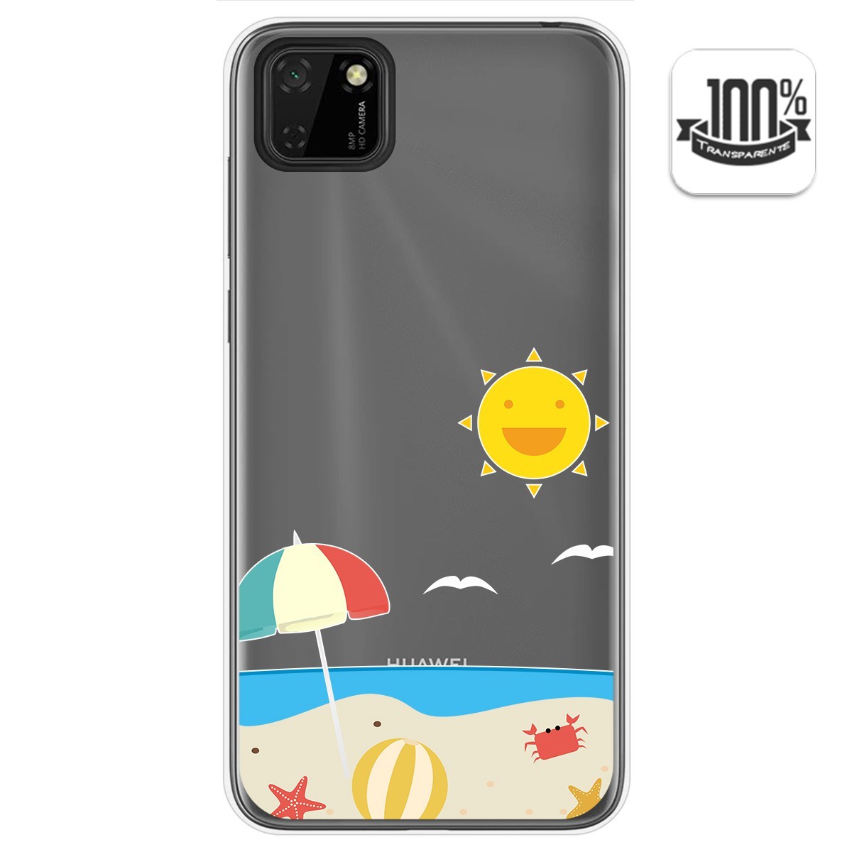 Funda Gel Transparente para Huawei Y5p diseño Playa Dibujos