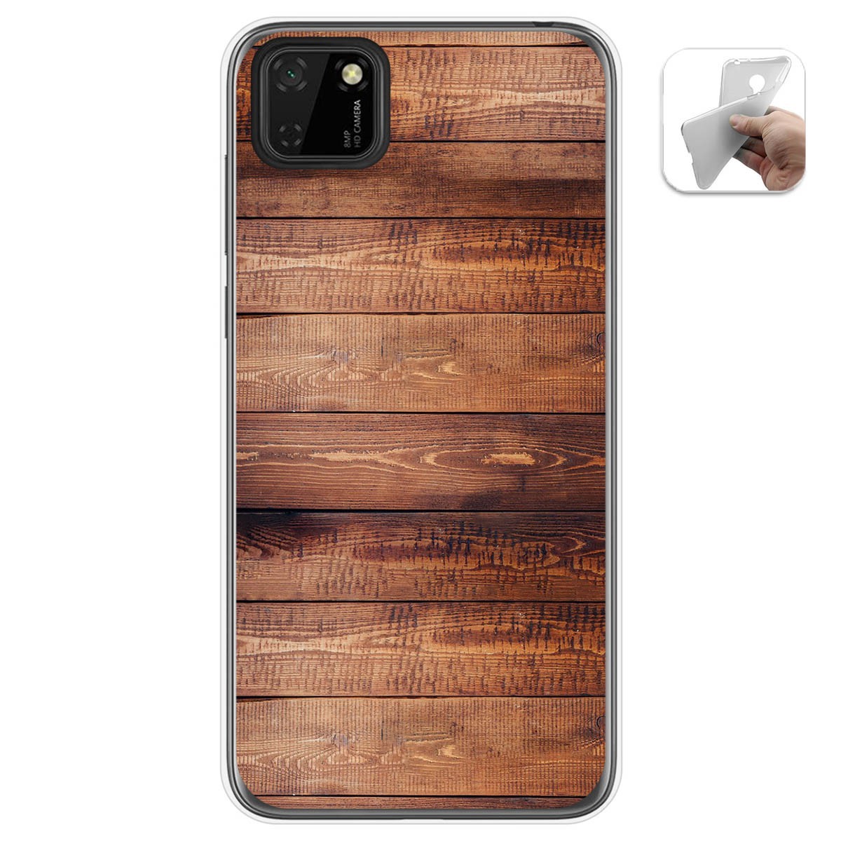 Funda Gel Tpu para Huawei Y5p diseño Madera 02 Dibujos