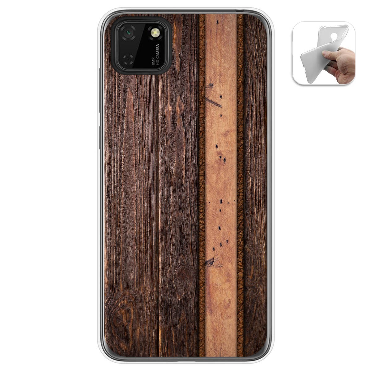 Funda Gel Tpu para Huawei Y5p diseño Madera 05 Dibujos