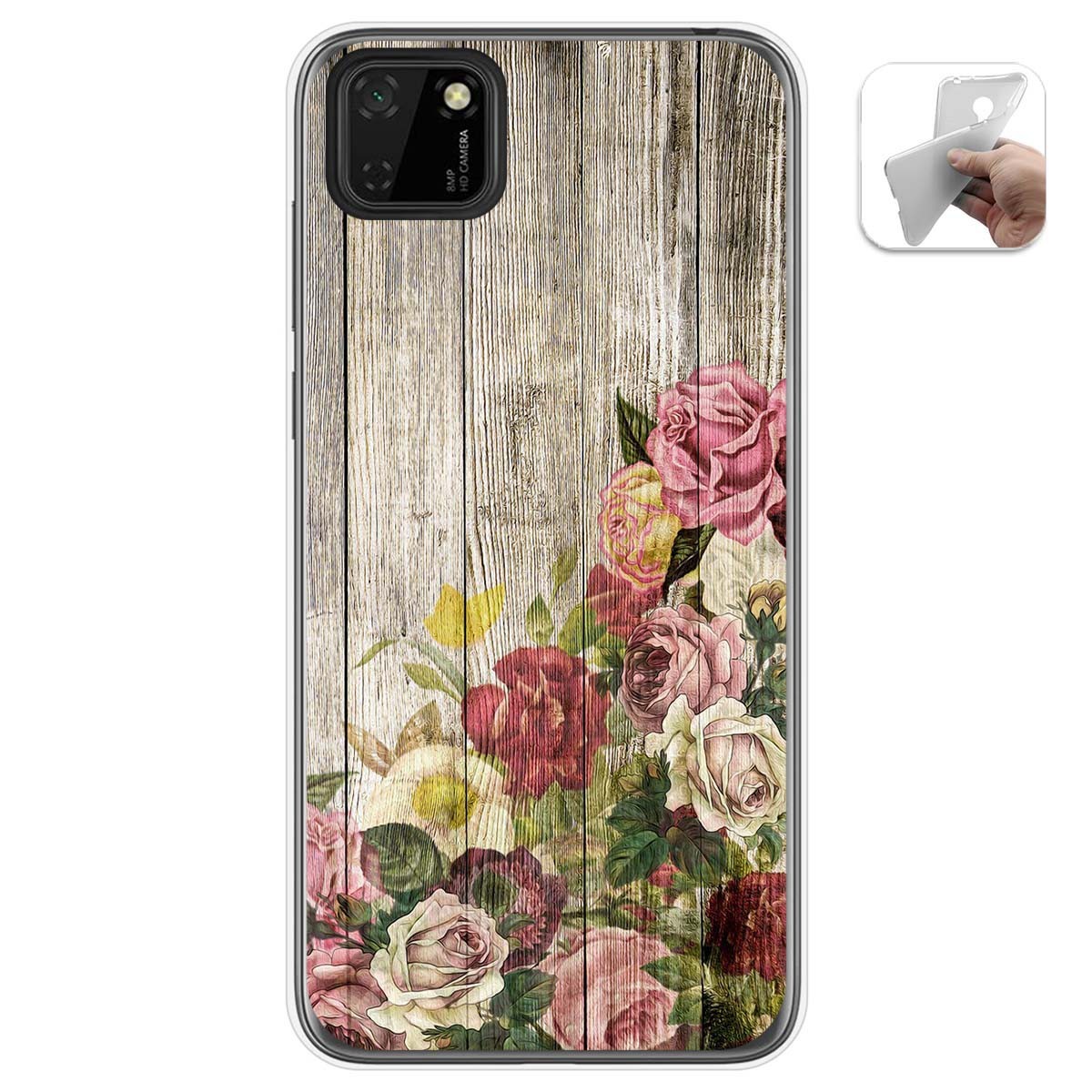 Funda Gel Tpu para Huawei Y5p diseño Madera 08 Dibujos