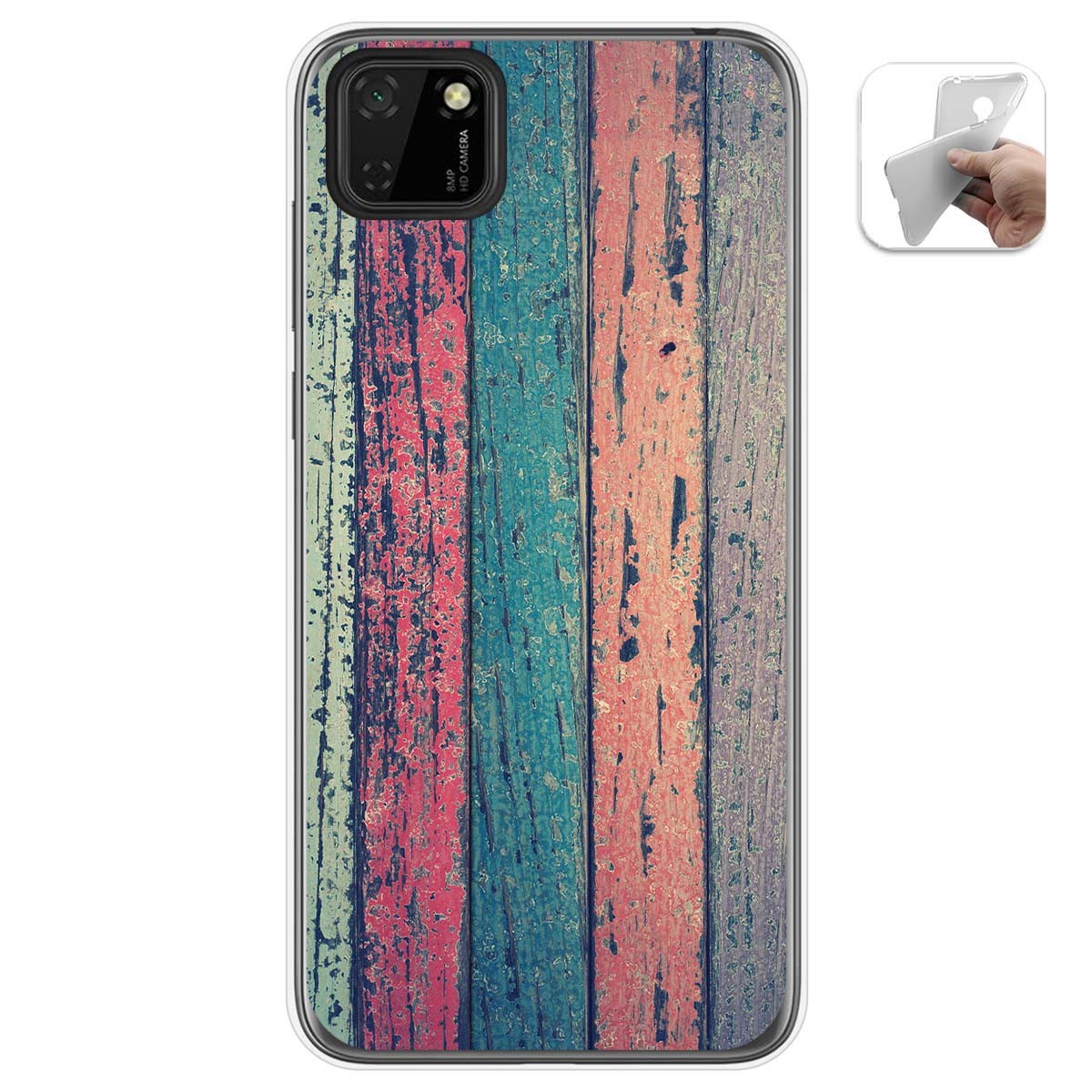 Funda Gel Tpu para Huawei Y5p diseño Madera 10 Dibujos