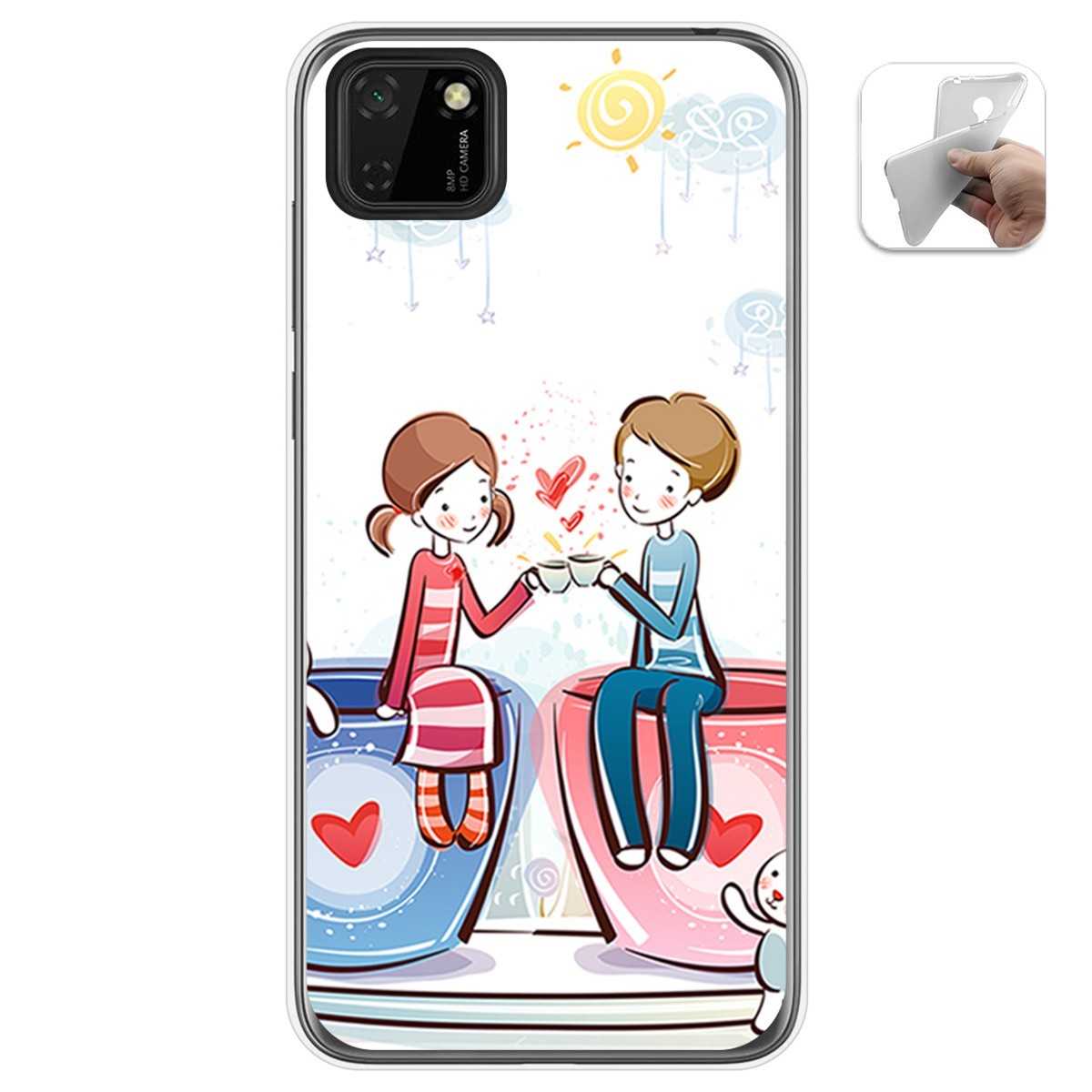 Funda Gel Tpu para Huawei Y5p diseño Café Dibujos