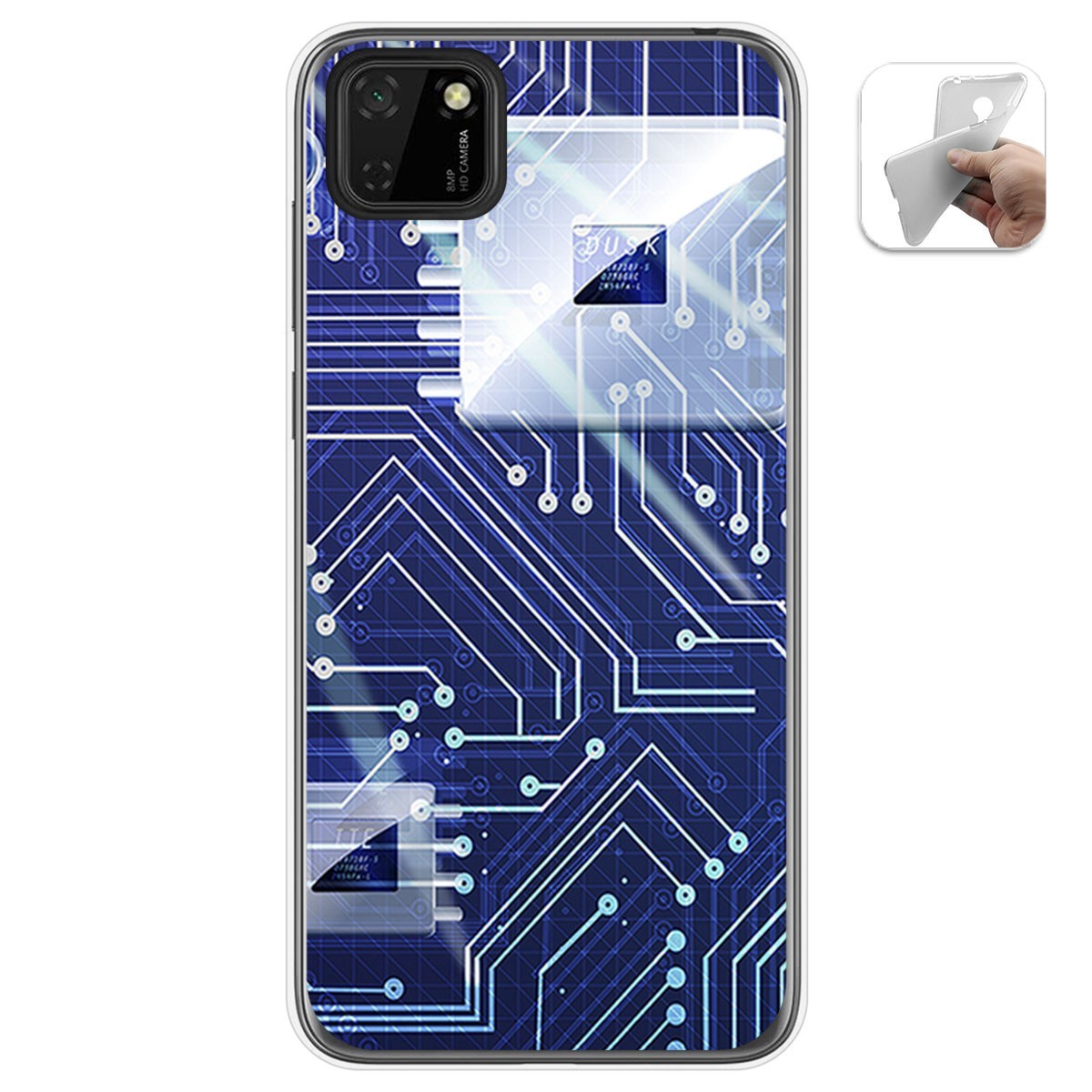 Funda Gel Tpu para Huawei Y5p diseño Circuito Dibujos