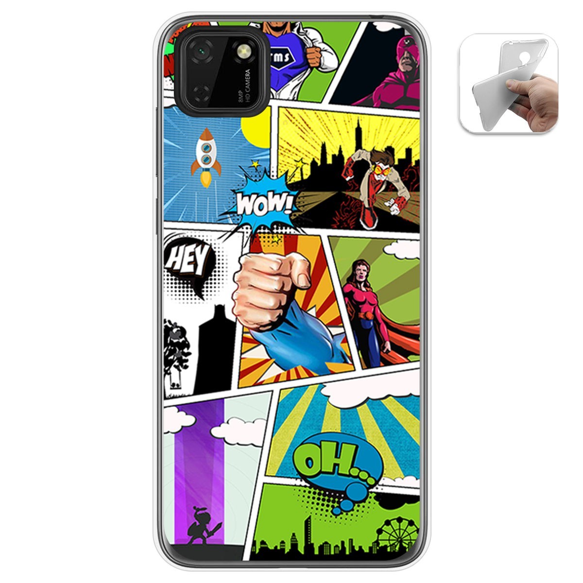 Funda Gel Tpu para Huawei Y5p diseño Comic Dibujos
