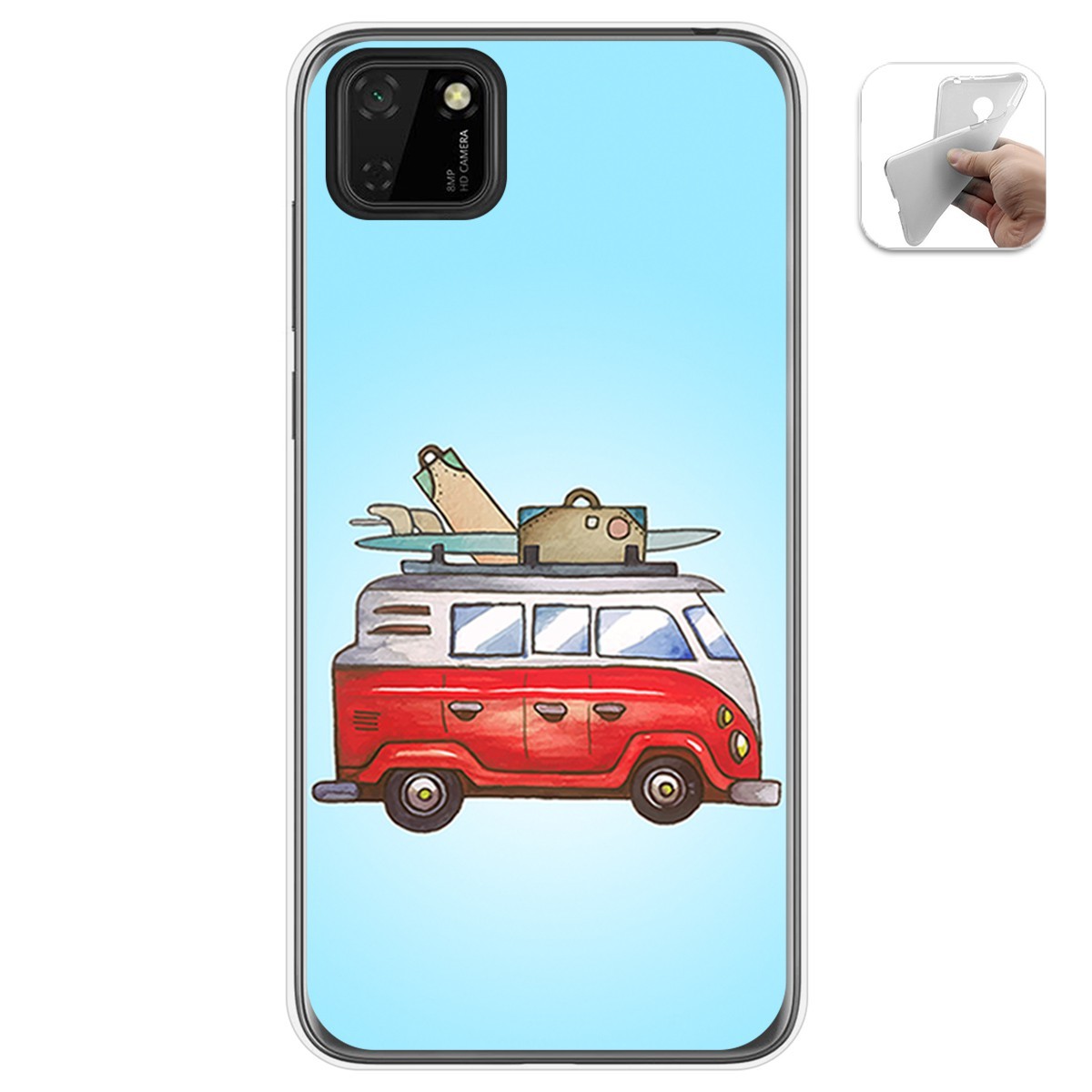 Funda Gel Tpu para Huawei Y5p diseño Furgoneta Dibujos