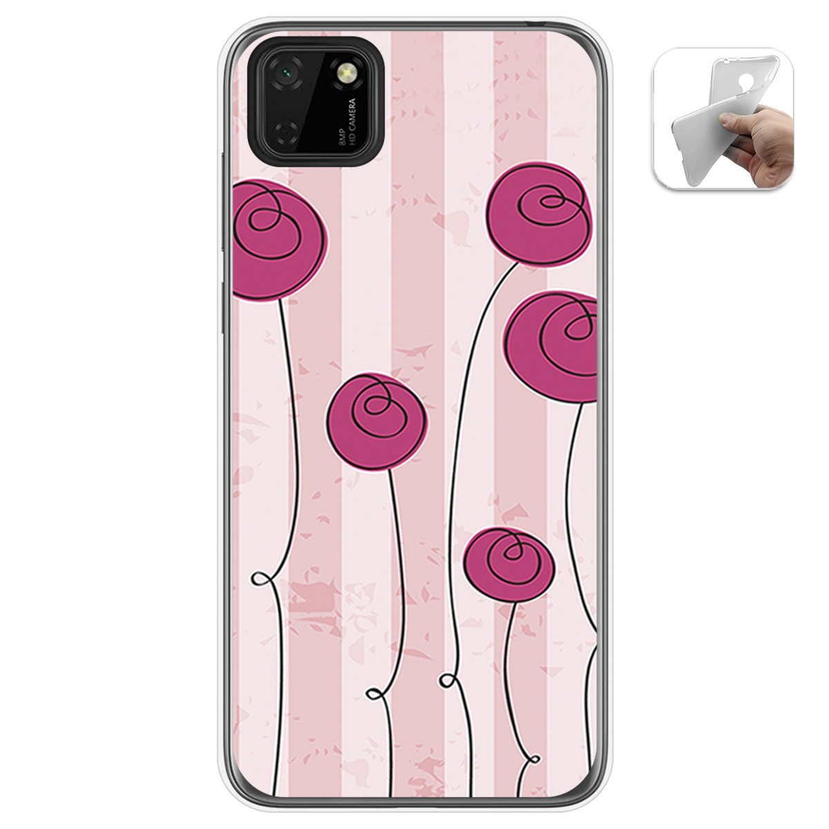 Funda Gel Tpu para Huawei Y5p diseño Flores Vintage Dibujos