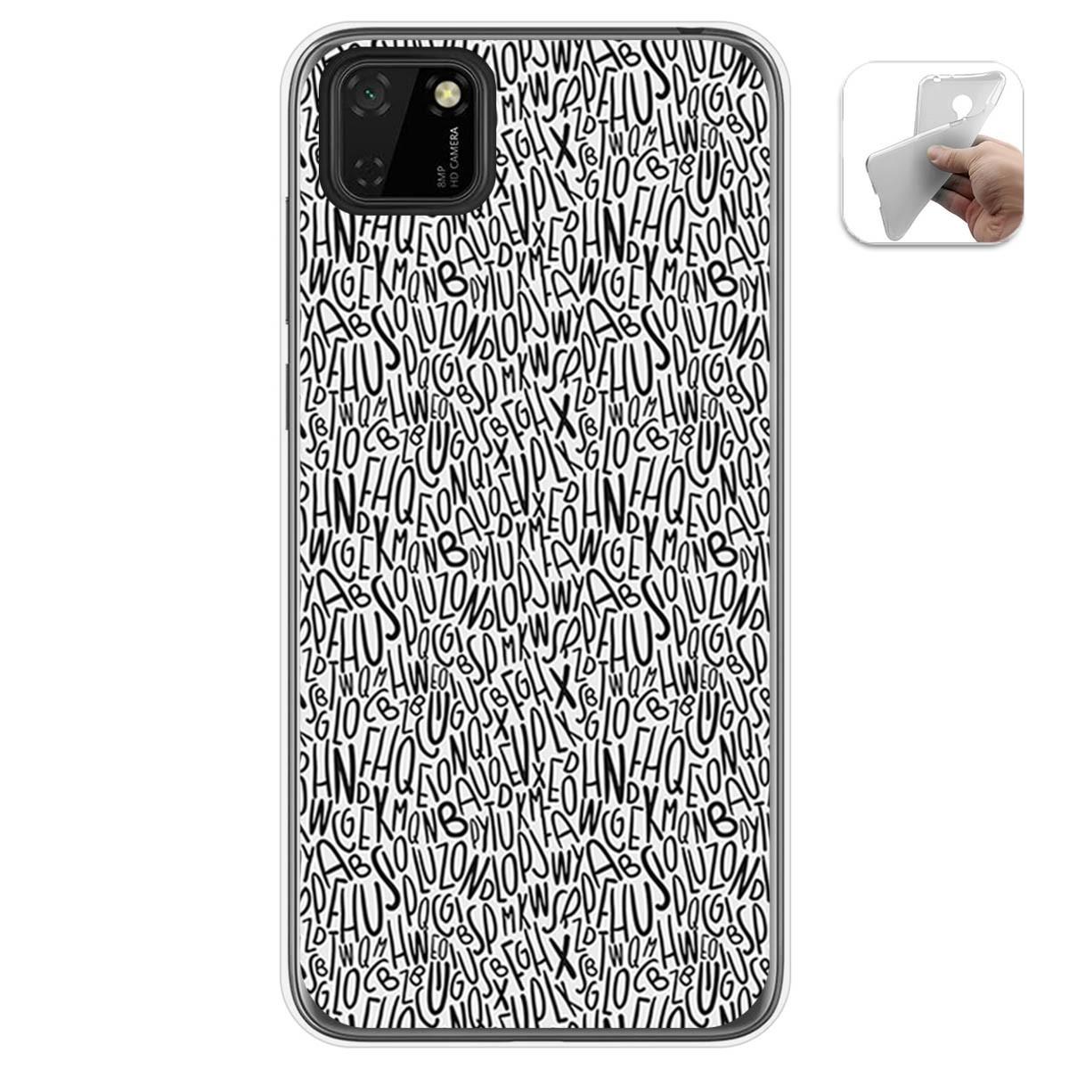 Funda Gel Tpu para Huawei Y5p diseño Letras Dibujos