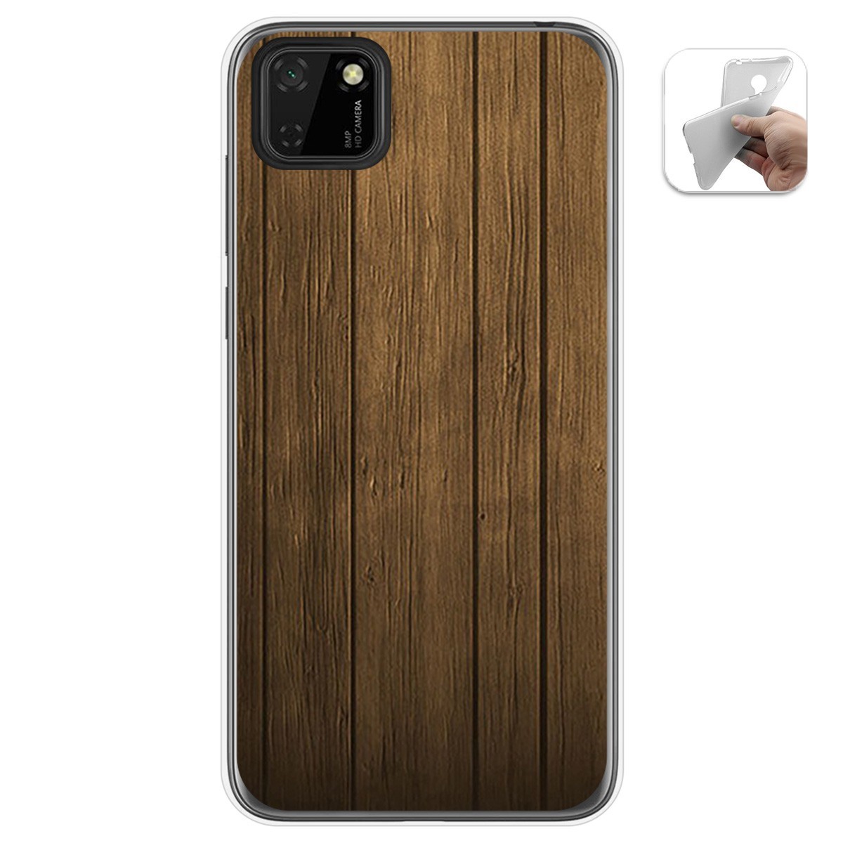 Funda Gel Tpu para Huawei Y5p diseño Madera Dibujos