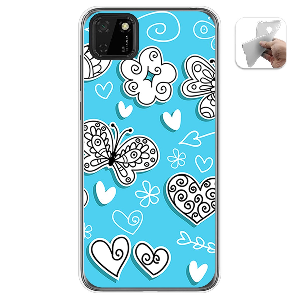 Funda Gel Tpu para Huawei Y5p diseño Mariposas Dibujos
