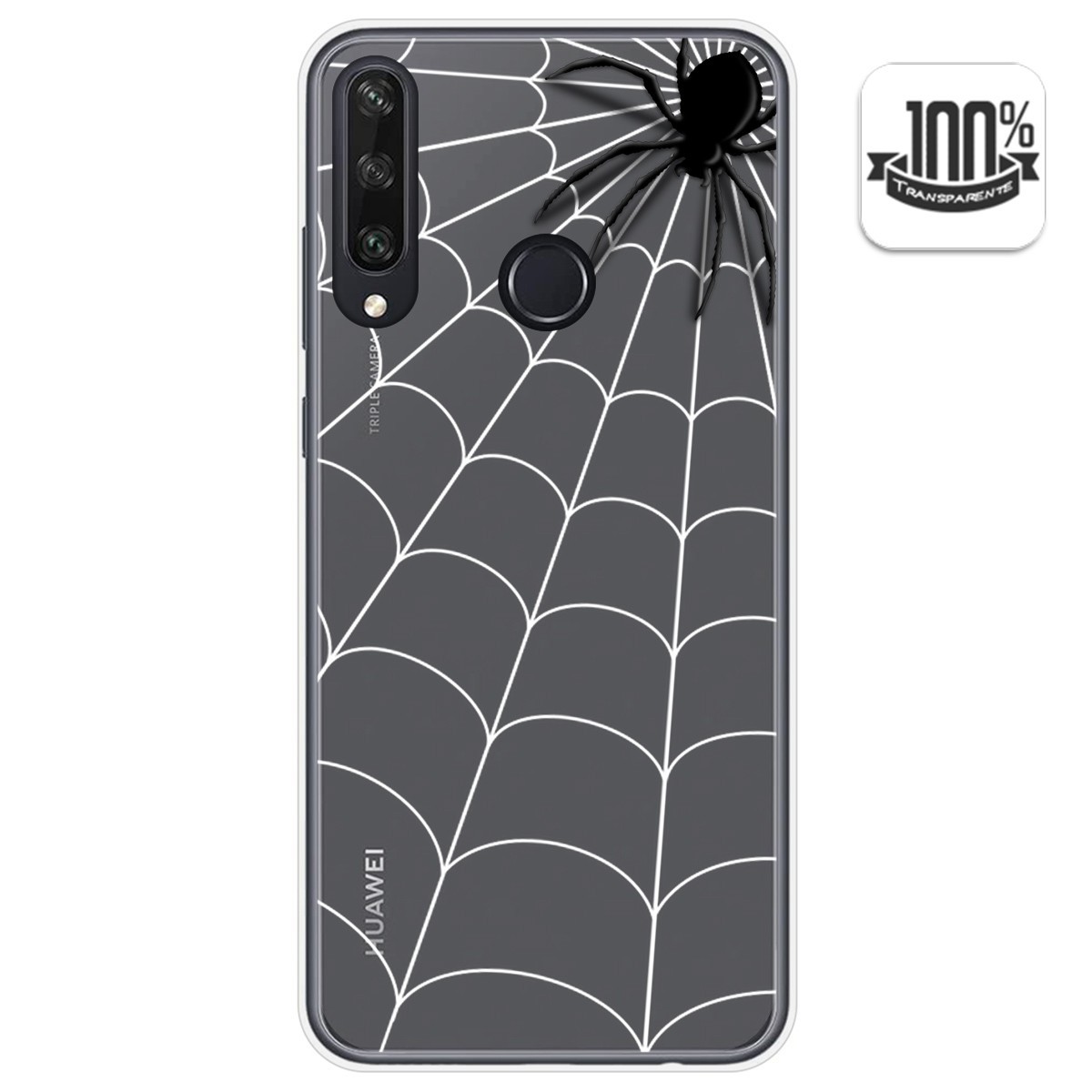 Funda Gel Transparente para Huawei Y6p diseño Araña Dibujos