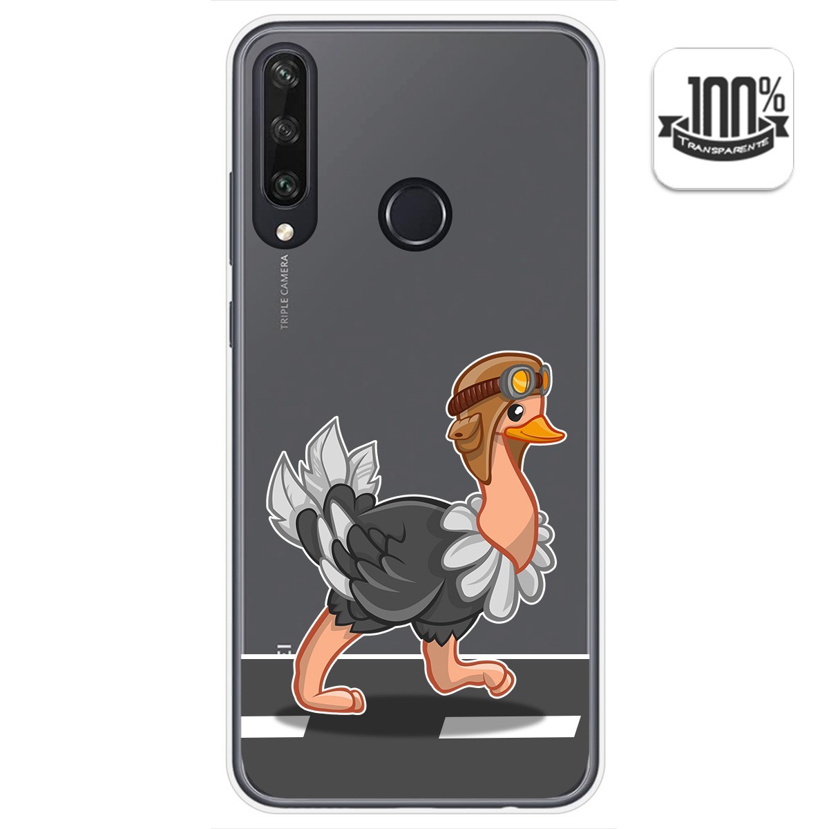 Funda Gel Transparente para Huawei Y6p diseño Avestruz Dibujos