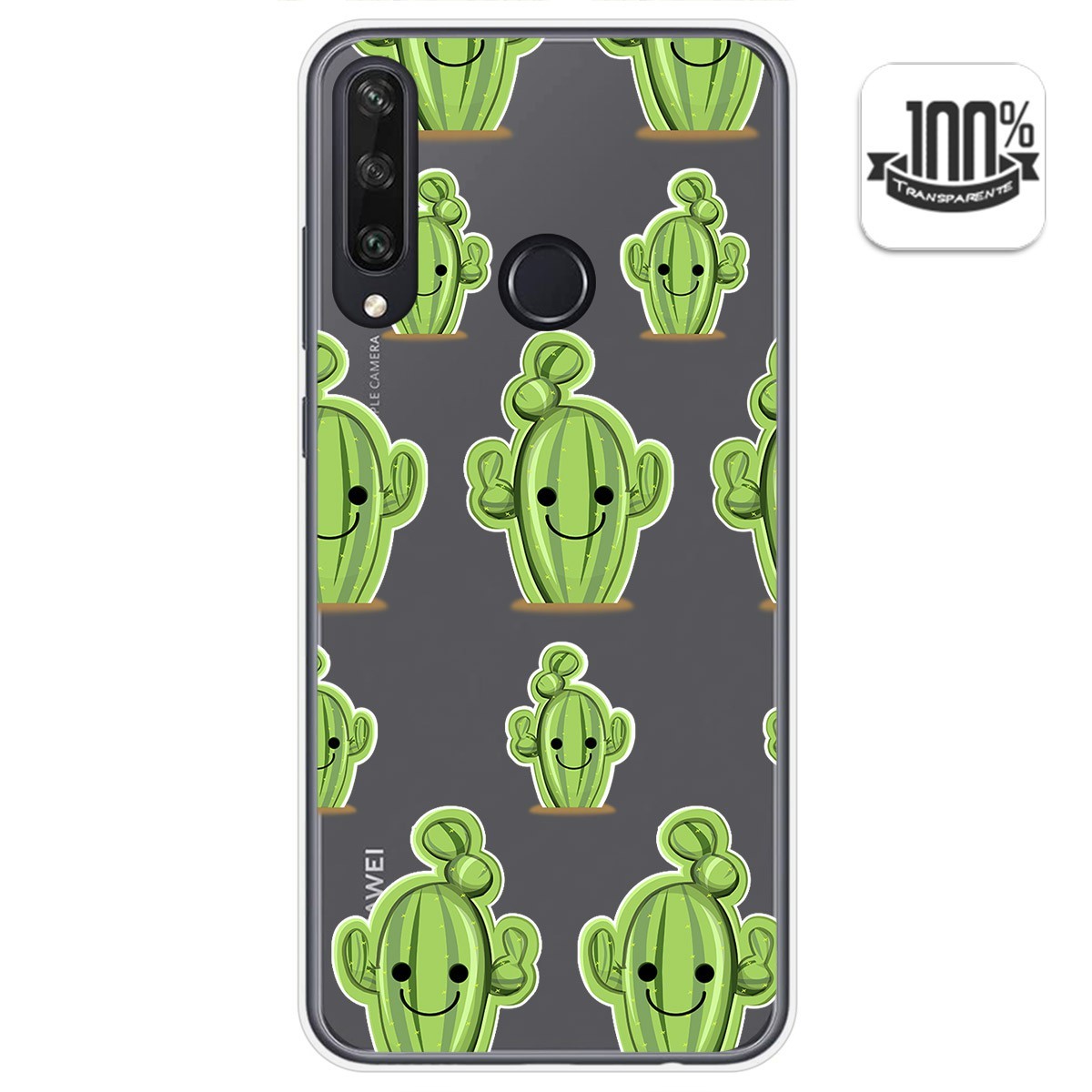 Funda Gel Transparente para Huawei Y6p diseño Cactus Dibujos