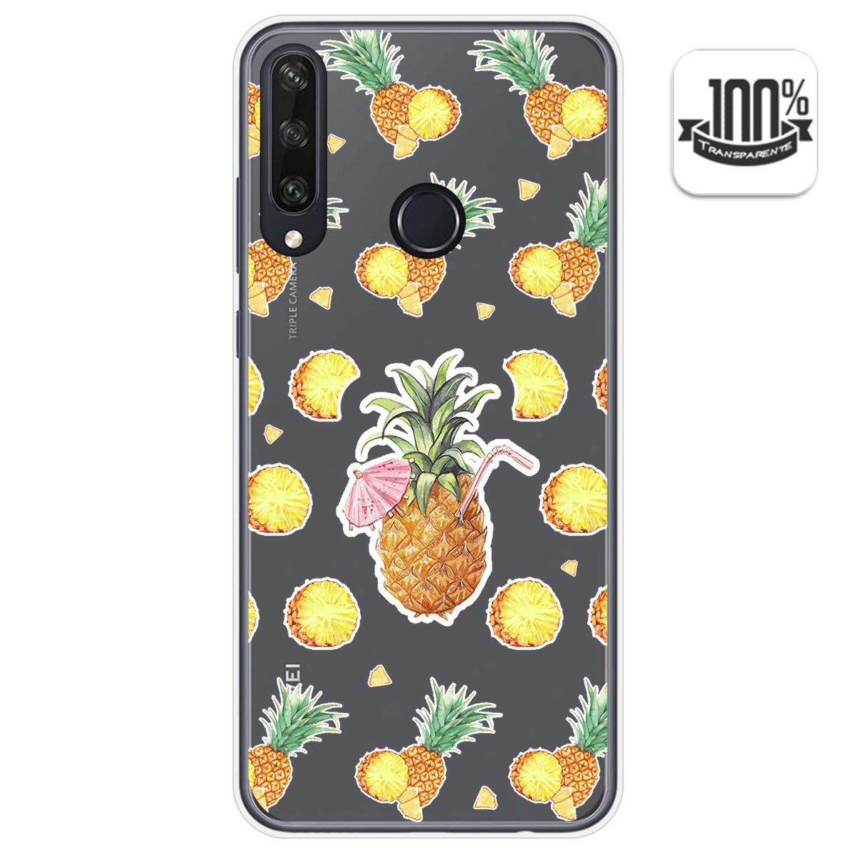 Funda Gel Transparente para Huawei Y6p diseño Piña Dibujos