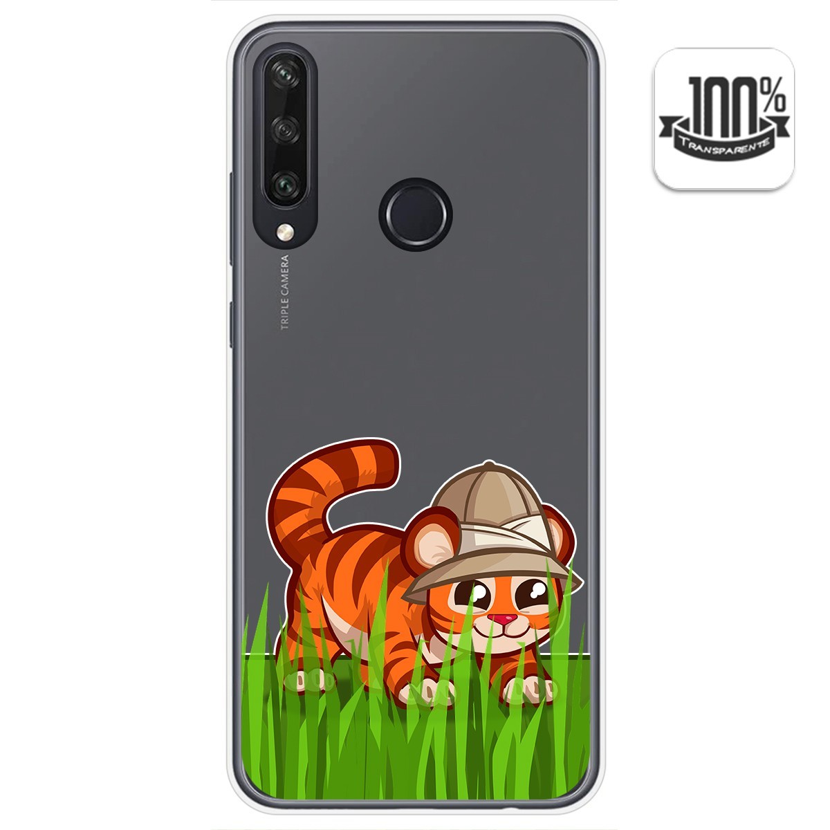 Funda Gel Transparente para Huawei Y6p diseño Tigre Dibujos