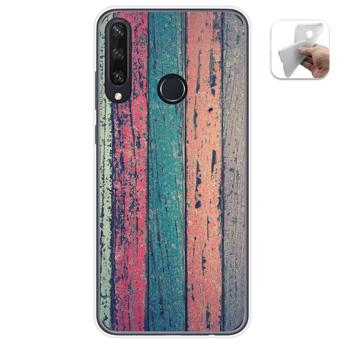 Funda Gel Tpu para Huawei Y6p diseño Madera 10 Dibujos