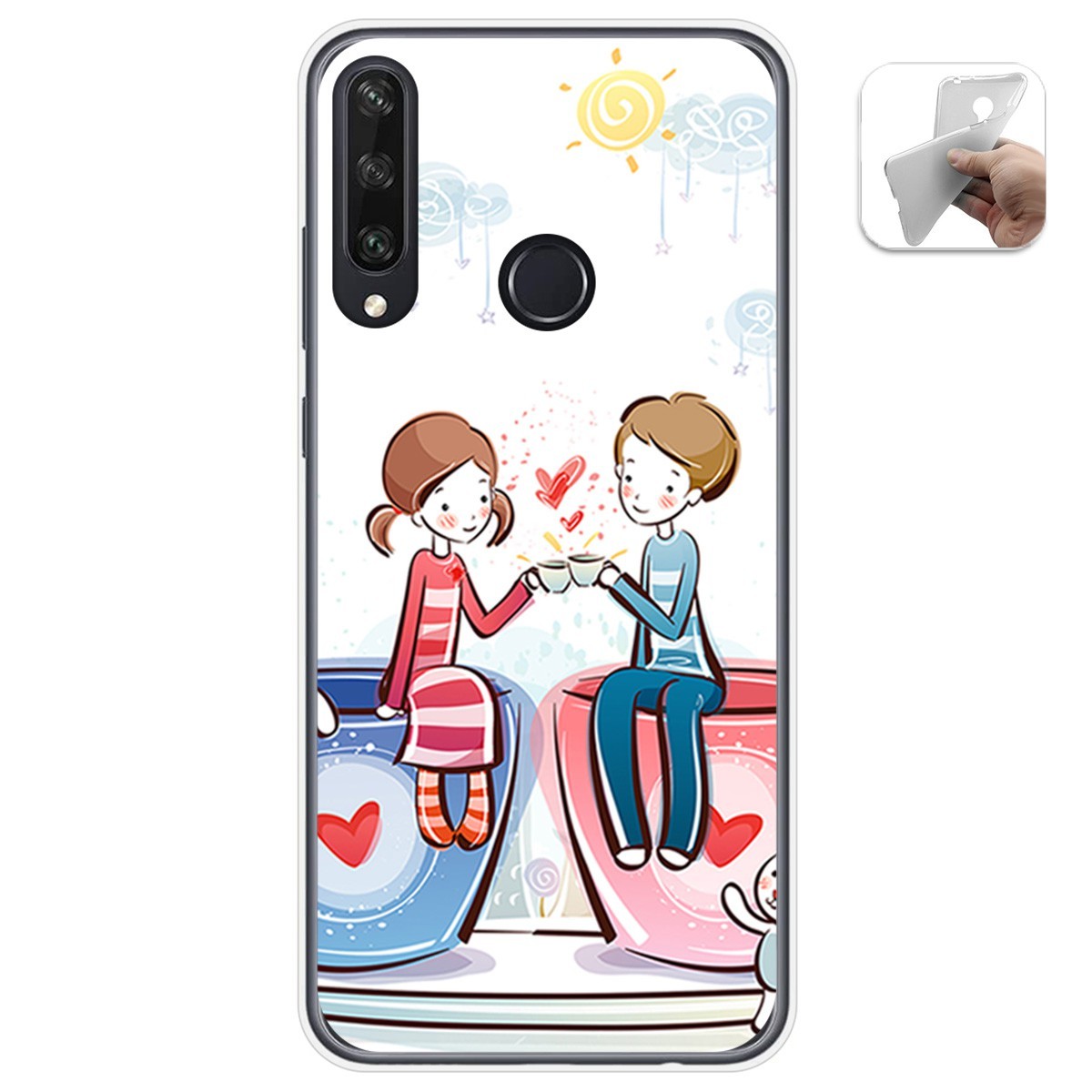 Funda Gel Tpu para Huawei Y6p diseño Café Dibujos