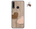Funda Gel Tpu para Huawei Y6p diseño Corazones Madera Dibujos