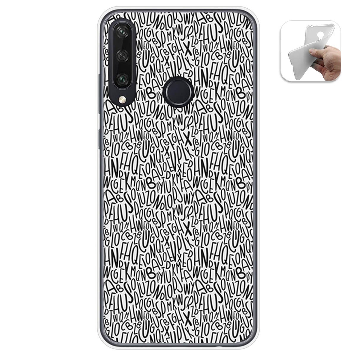 Funda Gel Tpu para Huawei Y6p diseño Letras Dibujos