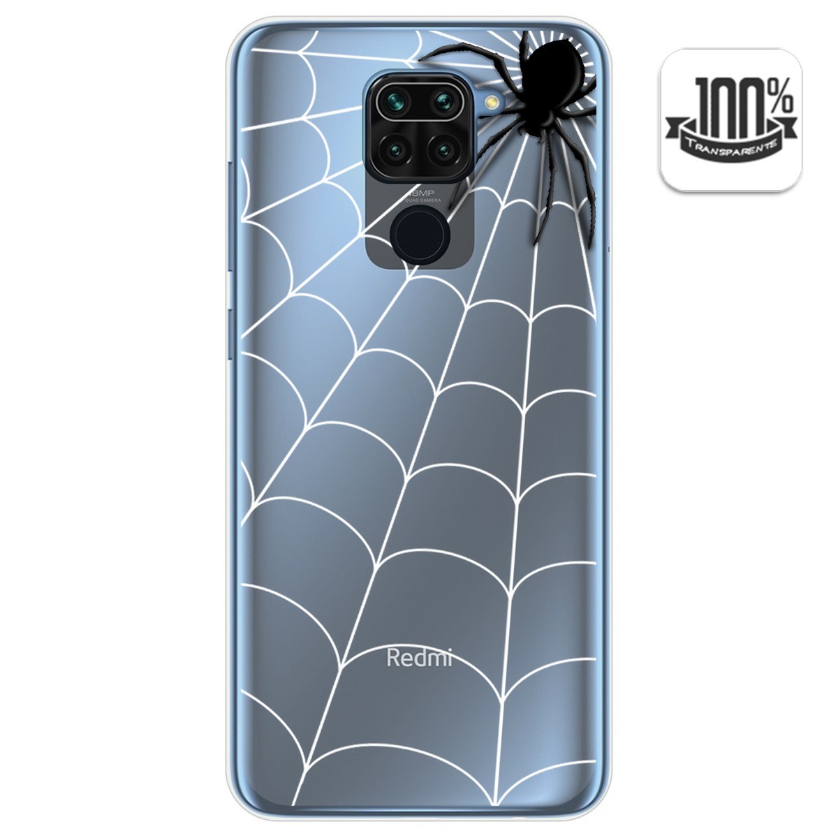 Funda Gel Transparente para Xiaomi Redmi Note 9 diseño Araña Dibujos