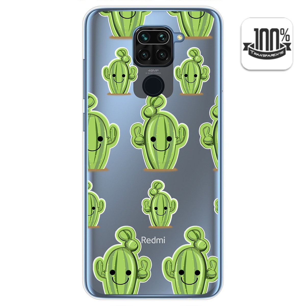 Funda Gel Transparente para Xiaomi Redmi Note 9 diseño Cactus Dibujos