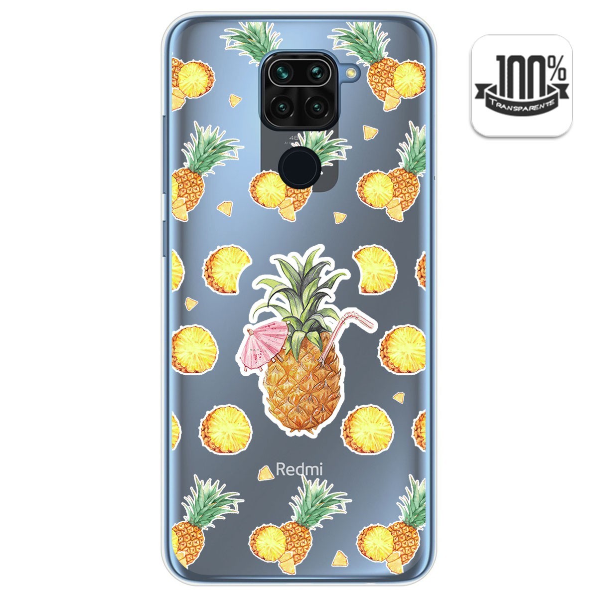 Funda Gel Transparente para Xiaomi Redmi Note 9 diseño Piña Dibujos