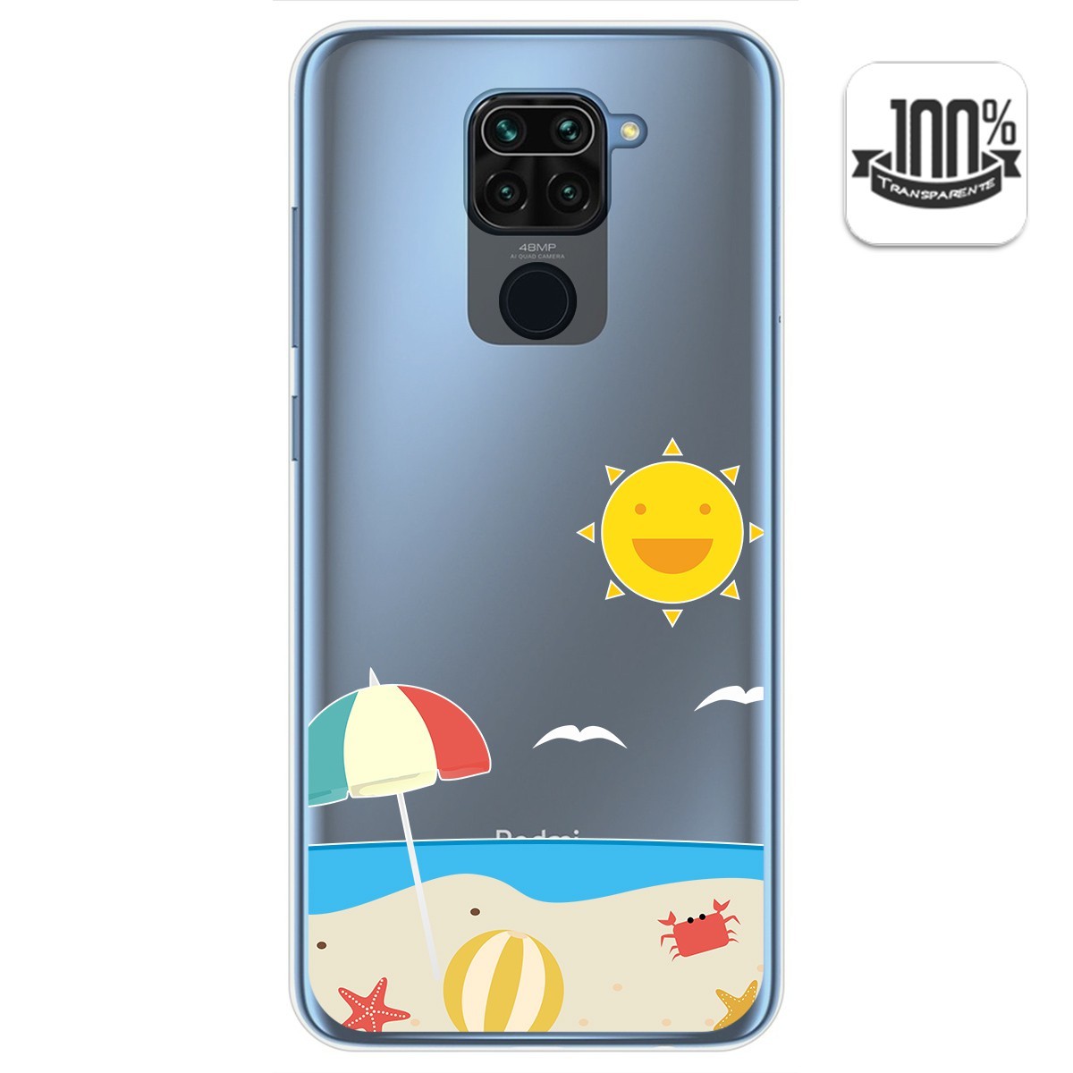 Funda Gel Transparente para Xiaomi Redmi Note 9 diseño Playa Dibujos