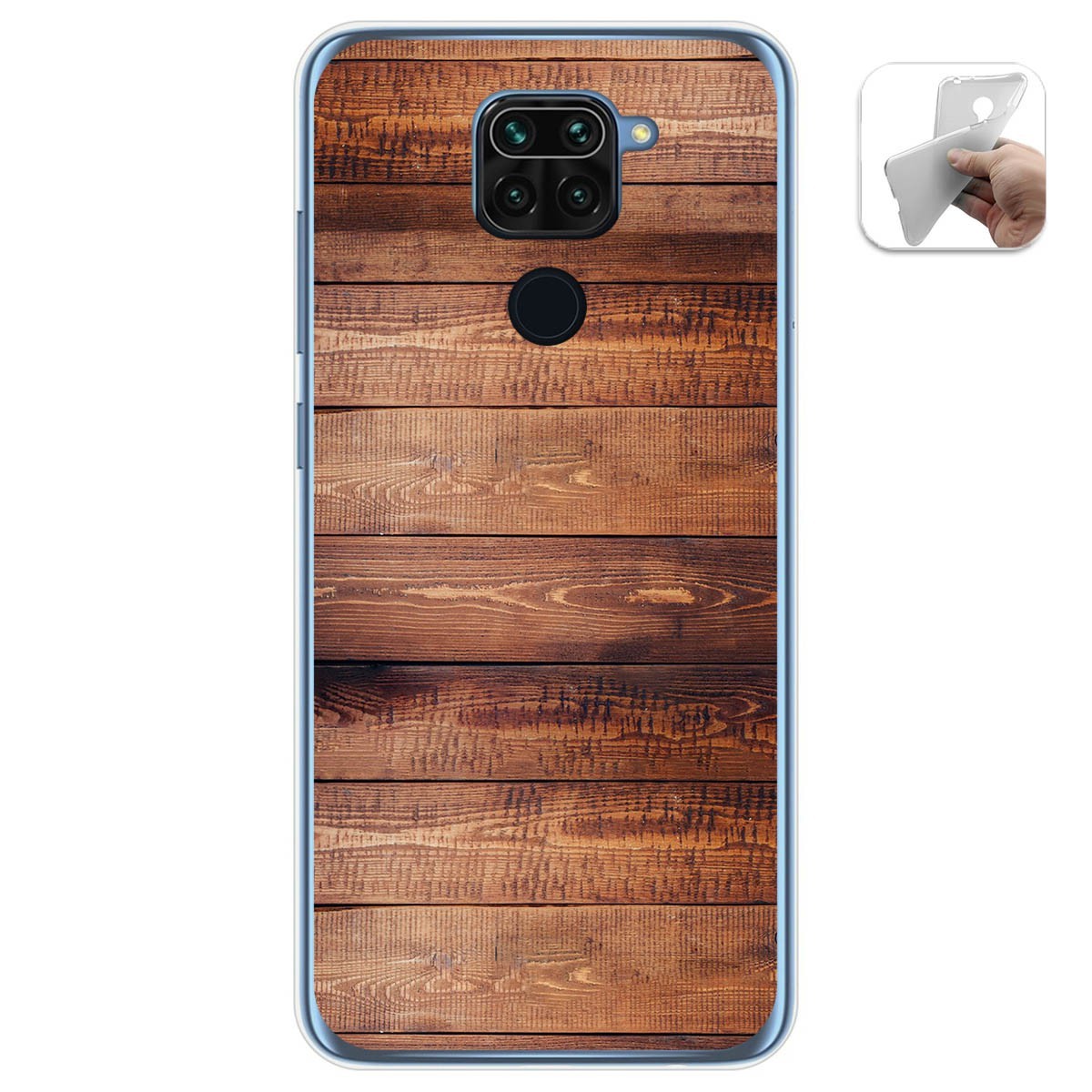 Funda Gel Tpu para Xiaomi Redmi Note 9 diseño Madera 02 Dibujos