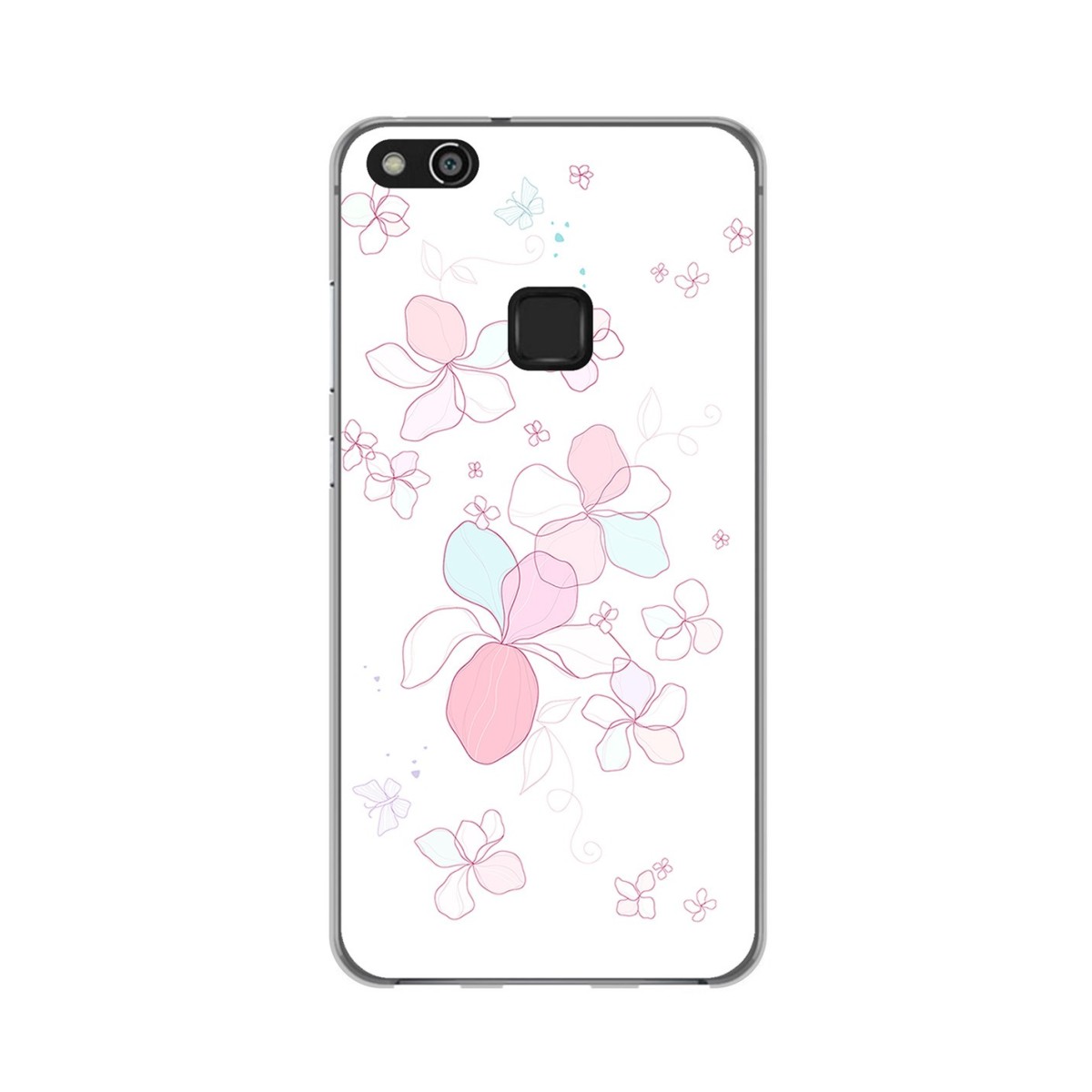 Funda Gel Tpu para Huawei P10 Lite Diseño Flores Minimal Dibujos